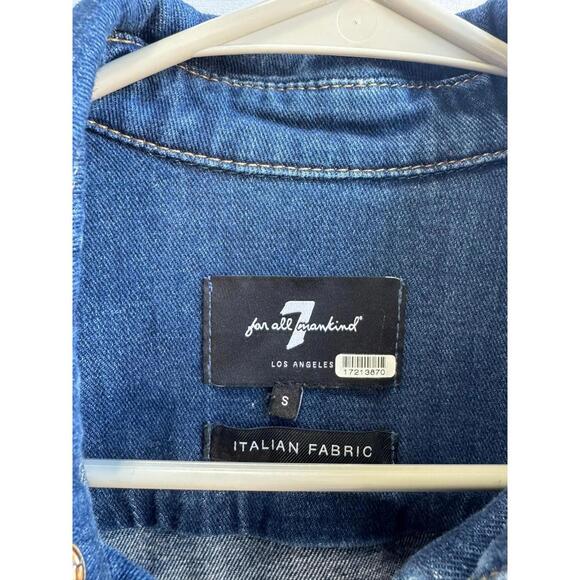 7 For All Mankind Blue Luxe Dress Size S with missing Buttons - Picture 5 of 7